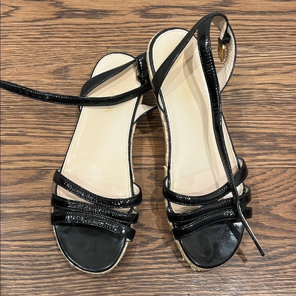 Prada Shoes - Prada Black Patent Leather Strappy Slingback Sandals